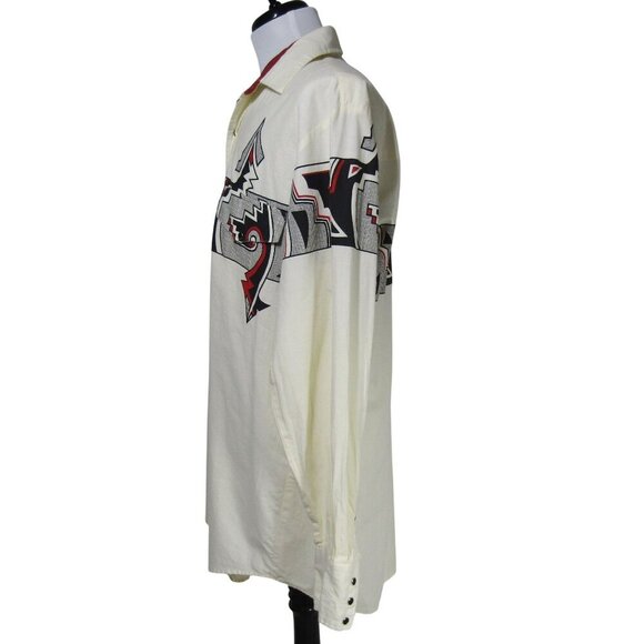 VTG ROPER Southwestern Aztec Cowboy Rodeo Western Pearl Snap Shirt USA M - Picture 4 of 11